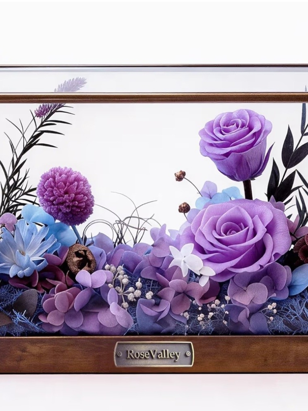 RoseValley Preserved Purple Rose Arrangement